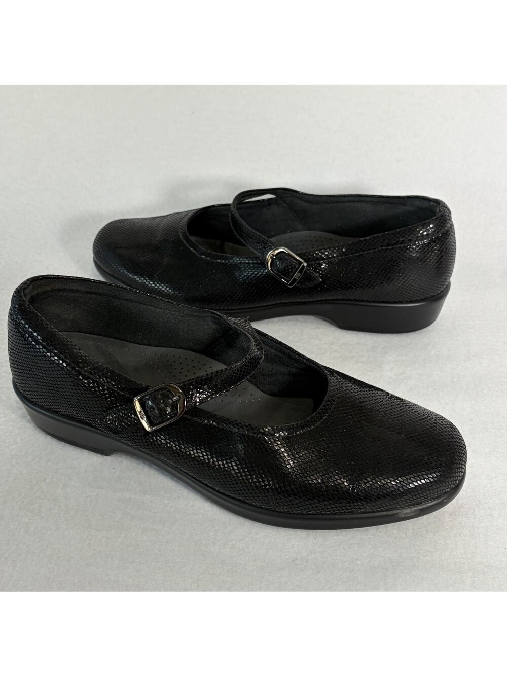 SAS Womens 9.5M Maria Black Snake Print Mary Jane Comfort Shoes